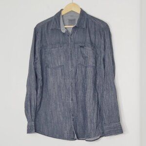 Point Zero Men's Dark Gray 100% Cotton Semi Fit Button Down Causal Shirt Large